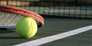 Tennis racket and ball